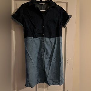 Denim short sleeve shirt dress